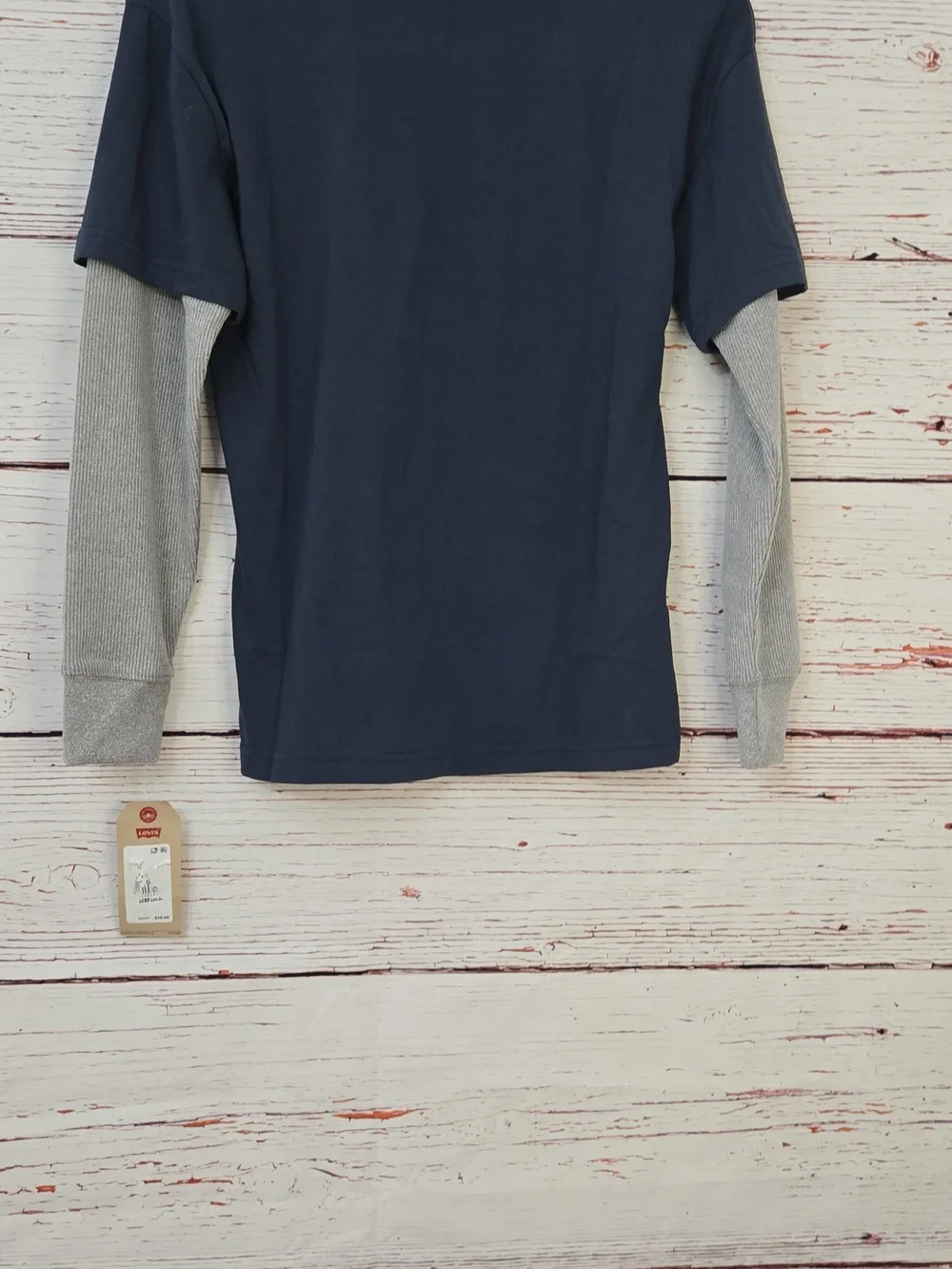 Levi’s Kids Size L 12-13 Blue Graphic Layered Long Sleeve Shirt NWT